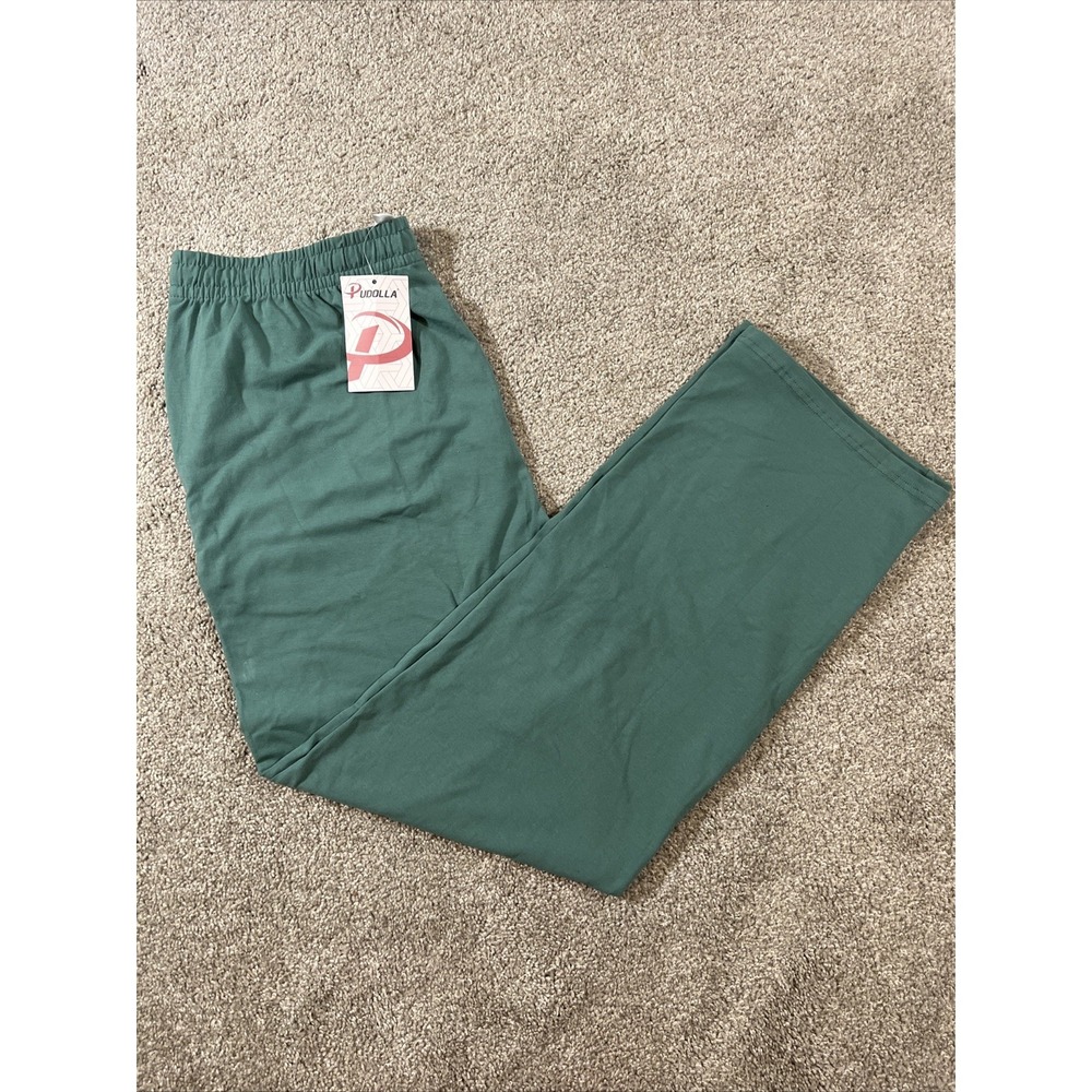 Pudolla Men's XL Pants Teal Drawstring Elastic Waist Workout Pull‎ On